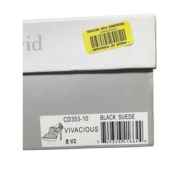 Charles David Vivacious Platform Stiletto Black Suede Bootie Gold Detail Size 8. - Picture 8 of 8